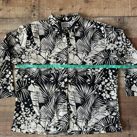 Chico's Design Womens 3/4 Sleeve Silk Blend Floral Print Button-Up Shirt Size 2 - Picture 3 of 6